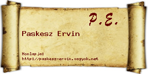 Paskesz Ervin névjegykártya
